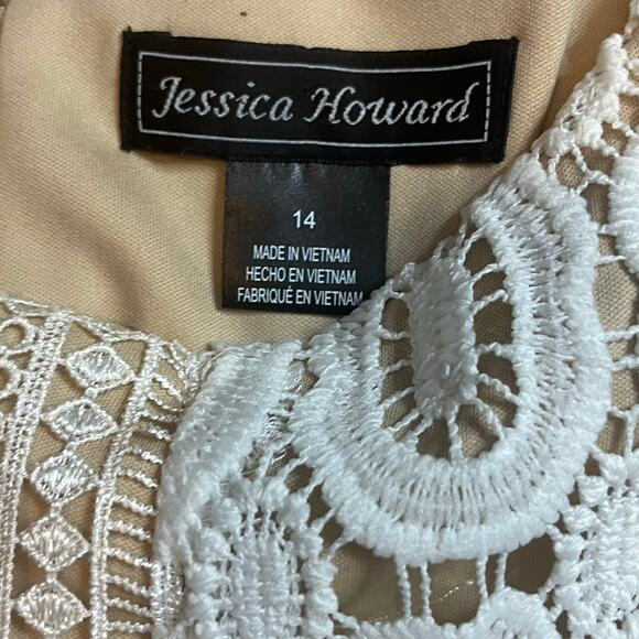 Jessica Howard Lace Sheath Cocktail Dress Plus Size 14 crochet bridal boho - Picture 6 of 9
